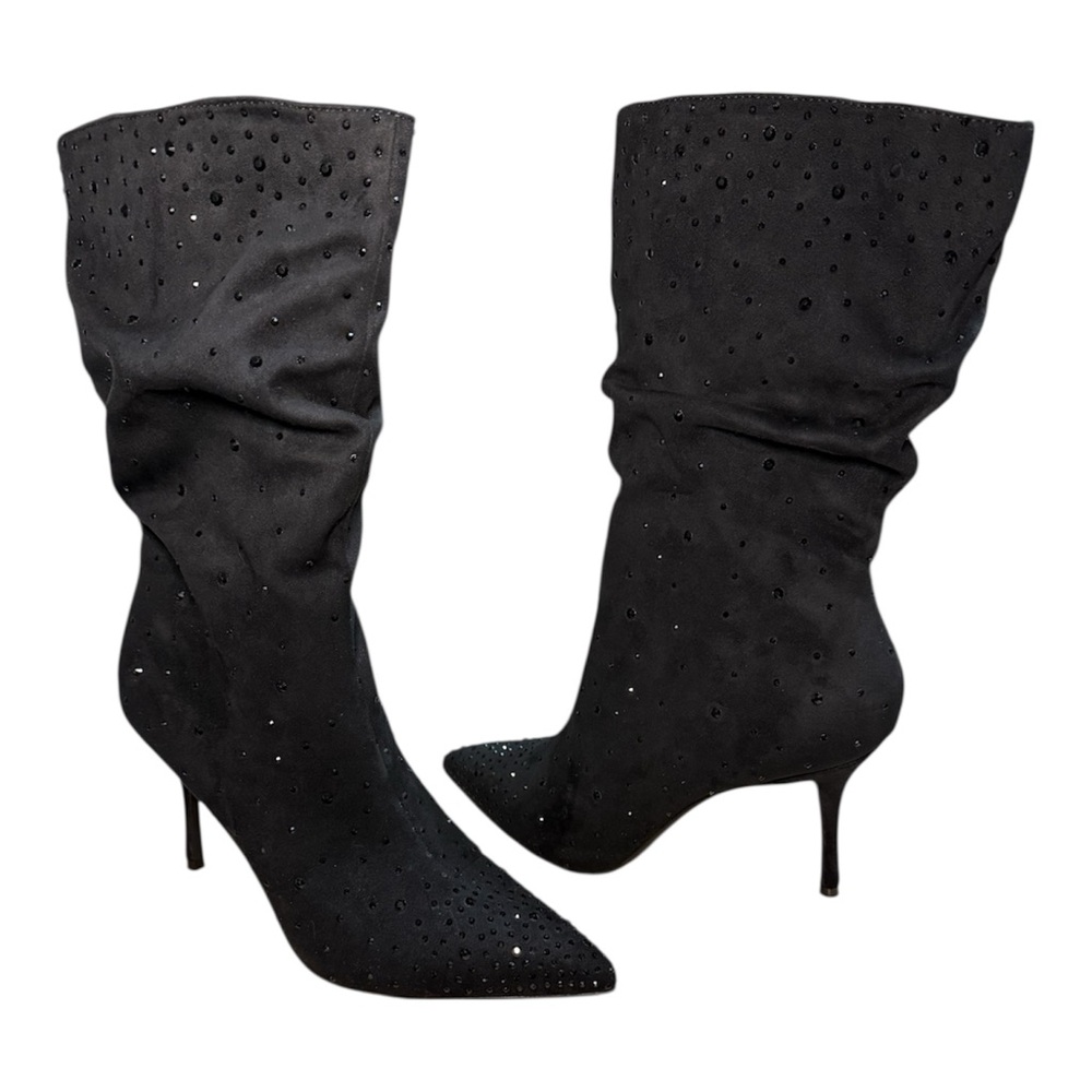 Thalia Sodi Raquell Black Studded Slouch Boots Size 9M